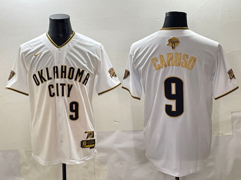 Men 2025 Oklahoma City Thunder #9 Caruso White Gold Nike Joint Name NBA Jersey style 26->oklahoma city thunder->NBA Jersey
